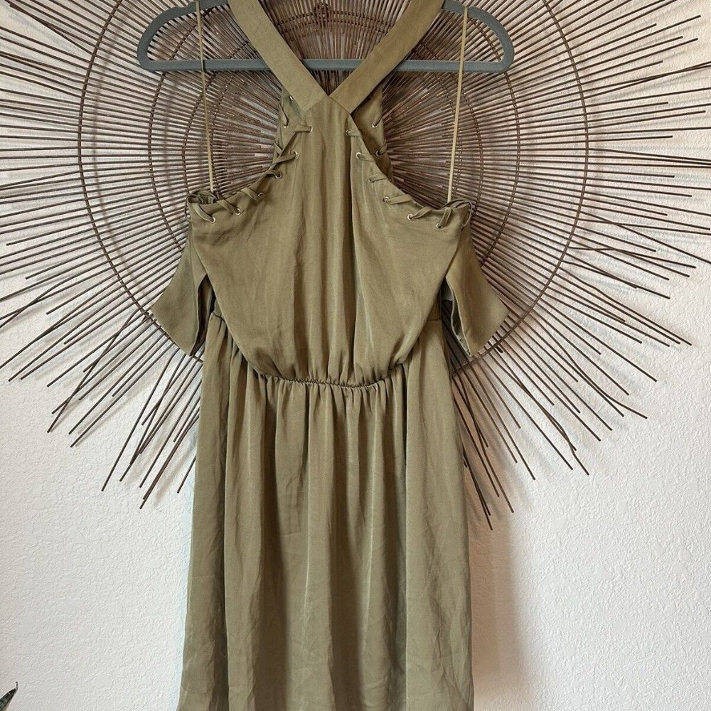 Guess Army Green Cold Shoulder Dress